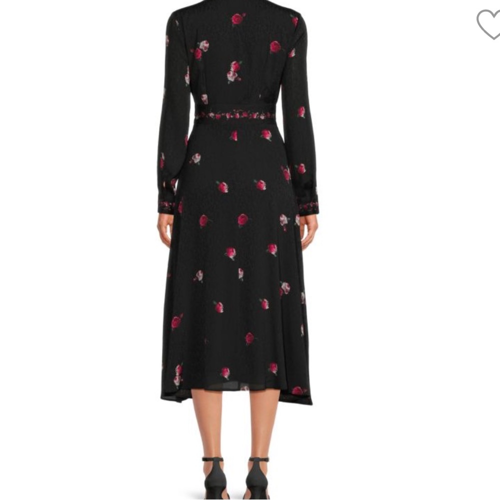 Pinko Black and Red ALine Midi Dress Floral. Beautiful. Worn twice has no flaws!